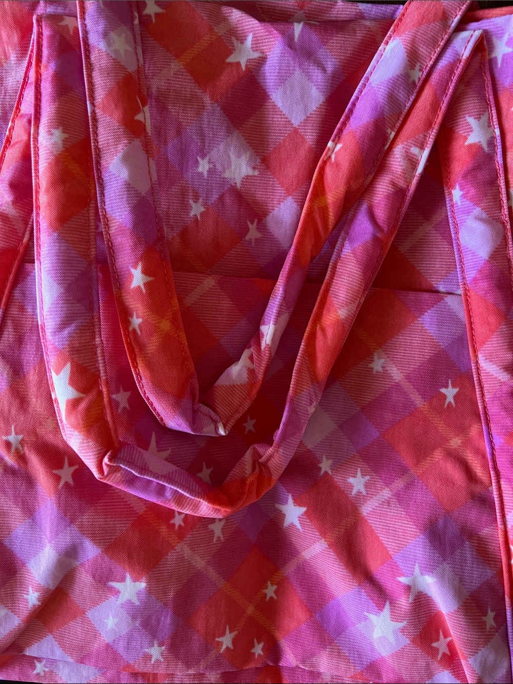 Baggu Cloud Bag Pink Star Plaid NWT - Picture 4 of 6